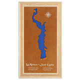 Lake Robinson, Hartsville, South Carolina Stained Wood and Distressed White Frame Lake Map Silhouette