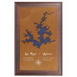 Lake Martin, Alabama Stained Wood and Dark Walnut Frame Lake Map Silhouette