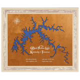 Dale Hollow Lake, Kentucky and Tennessee Stained Wood and Distressed White Frame Lake Map Silhouette