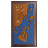 Southport, North Carolina Stained Wood and Dark Walnut Frame Lake Map Silhouette