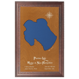 Province Lake, Maine & New Hampshire Stained Wood and Dark Walnut Frame Lake Map Silhouette