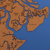 Savannah, Georgia Stained Wood and Dark Walnut Frame Lake Map Silhouette