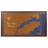 Navesink River, New Jersey Stained Wood and Dark Walnut Frame Lake Map Silhouette