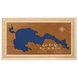 Great East Lake, Maine and New Hampshire Stained Wood and Distressed White Frame Lake Map Silhouette