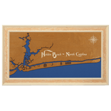 Holden Beach, North Carolina Stained Wood and Distressed White Frame Lake Map Silhouette