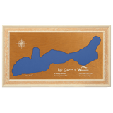 Lake Geneva, Wisconsin Stained Wood and Distressed White Frame Lake Map Silhouette