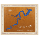 Claytor Lake, Virginia Stained Wood and Distressed White Frame Lake Map Silhouette