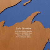 The Great Lakes, New York, Pennsylvania, Ohio, Indiana, Michigan, Illinois, Wisconsin, and Minnesota Stained Wood and Distressed White Frame Lake Map Silhouette