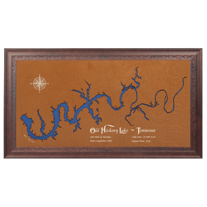 Old Hickory Lake, Tennessee Stained Wood and Dark Walnut Frame Lake Map Silhouette