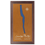 Seneca Lake, New York Stained Wood and Dark Walnut Frame Lake Map Silhouette