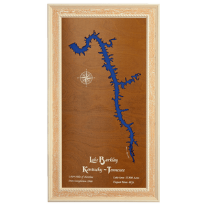 Lake Barkley, Kentucky and Tennessee Stained Wood and Distressed White Frame Lake Map Silhouette