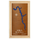 Lake Barkley, Kentucky and Tennessee Stained Wood and Distressed White Frame Lake Map Silhouette