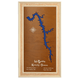 Lake Barkley, Kentucky and Tennessee Stained Wood and Distressed White Frame Lake Map Silhouette
