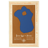 Island Lake, Florida Stained Wood and Distressed White Frame Lake Map Silhouette
