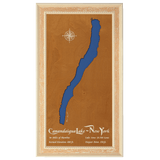 Canandaigua Lake, New York Stained Wood and Distressed White Frame Lake Map Silhouette