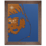 Nags Head, North Carolina Stained Wood and Dark Walnut Frame Lake Map Silhouette