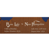 Bow Lake, New Hampshire Stained Wood and Distressed White Frame Lake Map Silhouette