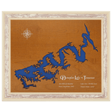Douglas Lake, Tennessee Stained Wood and Distressed White Frame Lake Map Silhouette