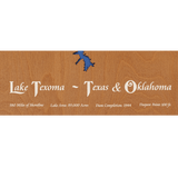 Lake Texoma, Texas and Oklahoma Stained Wood and Dark Walnut Frame Lake Map Silhouette