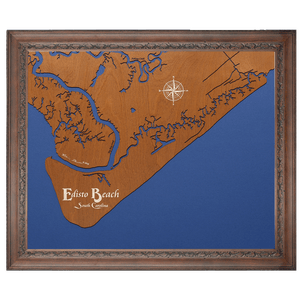 Edisto Beach, South Carolina Stained Wood and Dark Walnut Frame Map Silhouette