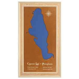 Conneaut Lake, Pennsylvania Stained Wood and Distressed White Frame Lake Map Silhouette