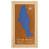 Conneaut Lake, Pennsylvania Stained Wood and Distressed White Frame Lake Map Silhouette