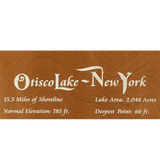Otisco Lake, New York Stained Wood and Dark Walnut Frame Lake Map Silhouette