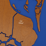 Winyah Bay, South Carolina Stained Wood and Dark Walnut Frame Lake Map Silhouette