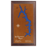 Lake Thunderhead, Missouri Stained Wood and Dark Walnut Frame Lake Map Silhouette