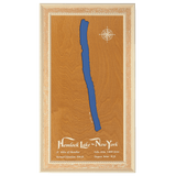 Hemlock Lake, New York Stained Wood and Distressed White Frame Lake Map Silhouette