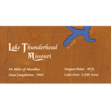 Lake Thunderhead, Missouri Stained Wood and Dark Walnut Frame Lake Map Silhouette