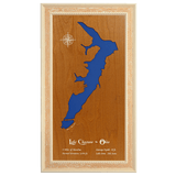 Lake Choctaw, Ohio Stained Wood and Distressed White Frame Lake Map Silhouette