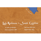 Lake Robinson, Greer, South Carolina Stained Wood and Dark Walnut Frame Lake Map Silhouette