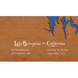 Lake Berryessa, California Stained Wood and Distressed White Frame Lake Map Silhouette
