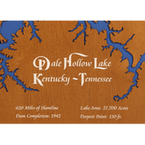 Dale Hollow Lake, Kentucky and Tennessee Stained Wood and Distressed White Frame Lake Map Silhouette