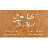 Star Lake, New York Stained Wood and Dark Walnut Frame Lake Map Silhouette