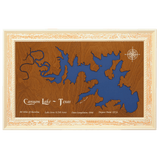 Canyon Lake, Texas Stained Wood and Distressed White Frame Lake Map Silhouette