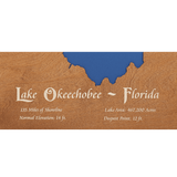 Lake Okeechobee, Florida Stained Wood and Dark Walnut Frame Lake Map Silhouette