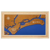 Kiawah Island and Seabrook Island, South Carolina Stained Wood and Distressed White Frame Lake Map Silhouette