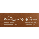 Winona Lake, New Hampshire Stained Wood and Dark Walnut Frame Lake Map Silhouette
