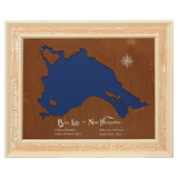 Bow Lake, New Hampshire Stained Wood and Distressed White Frame Lake Map Silhouette