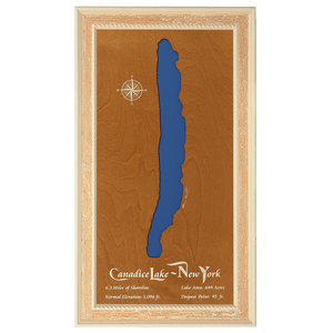 Canadice Lake, New York Stained Wood and Distressed White Frame Lake Map Silhouette