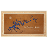 Lake Cumberland, Kentucky Stained Wood and Distressed White Frame Lake Map Silhouette