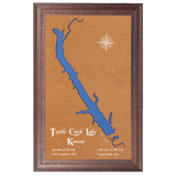 Tuttle Creek Lake, Kansas Stained Wood and Dark Walnut Frame Lake Map Silhouette
