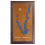 Lake Rabon, South Carolina Stained Wood and Dark Walnut Frame Lake Map Silhouette