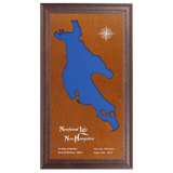 Newfound Lake, New Hampshire Stained Wood and Dark Walnut Frame Lake Map Silhouette