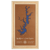 Lake Keowee, South Carolina Stained Wood and Distressed White Frame Lake Map Silhouette