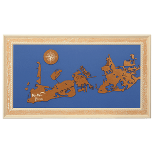 Key West, Florida Stained Wood and Distressed White Frame Lake Map Silhouette
