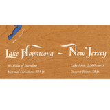 Lake Hopatcong, New Jersey Stained Wood and Dark Walnut Frame Lake Map Silhouette