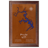 Philpott Lake, Virginia Stained Wood and Dark Walnut Frame Lake Map Silhouette